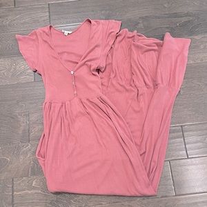 Mauve ruffle maxi dress